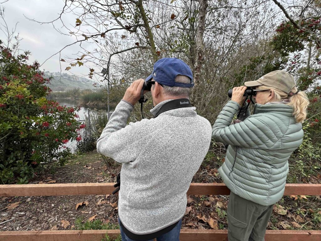 Veteran Guardian Angels Birding at Ballona Wetlands with binoculars